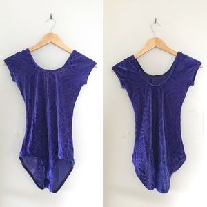 Blackmilk BurnedVelvet Blurple CapSleeve Bodysuit